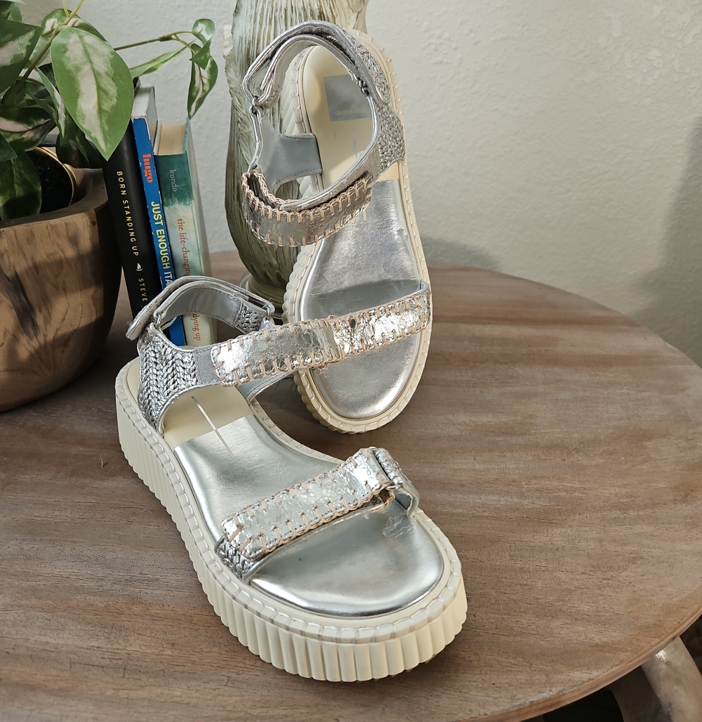 Dolce Vita Silver Braided Platform Sandals